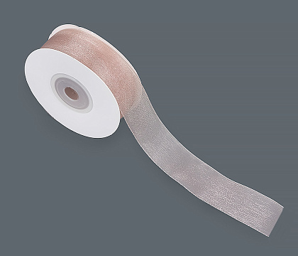 Лента органза на картонн.катушке, 25мм*25ярд, ванильный (5 шт/упак)