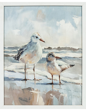 Постер "Чайки"  с глянцевым покрытием, рама пластиковая со стеклом, 50x40x2,5