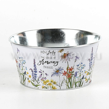 Декоративное кашпо "Ромашки" D19.5XH9.8CM/B15.2, металл