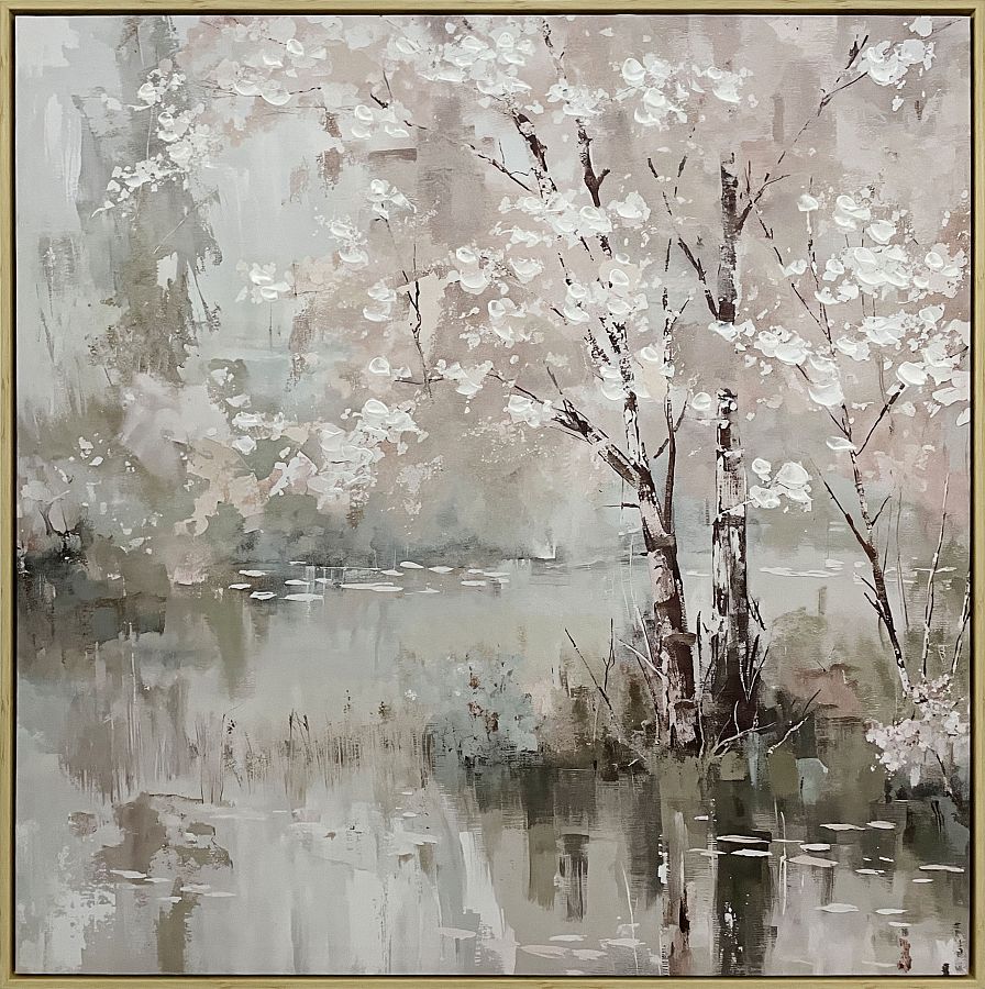 Картина "Пейзаж", 30% ручная работа, рама пластиковая, 80*80*3,5