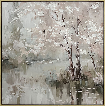 Картина "Пейзаж", 30% ручная работа, рама пластиковая, 80*80*3,5