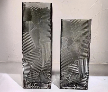 Ваза стеклянная D10 * H25 см, 1 шт., серый