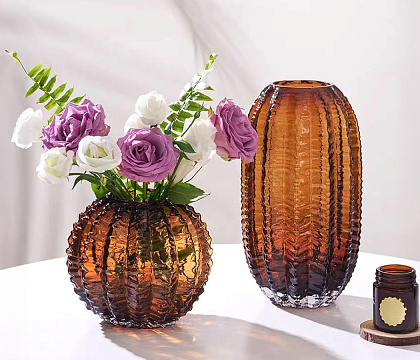 Ваза стеклянная D18 * H15 см, 1 шт., коричневый