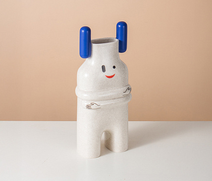 Керамическая декоративная ваза "Шагал", цвет белый, 19*12,5*44 см