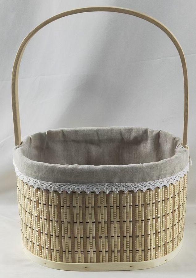Корзина плетеная (ротанг),27,5x21x18,5/41 см, 1 шт., натур.