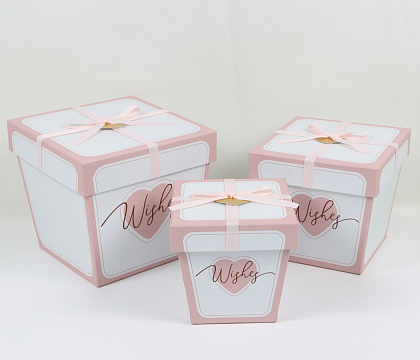 Набор подарочных коробок "Идеальные сюрпризы" 19*15,5*17,5H, 16*12,5*15,3H, 13*9,5*13H, 3 шт., розовый