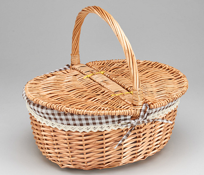  Корзина плетеная (ива): 40x30xH20xHH37 B30x20, 1 шт., медовый