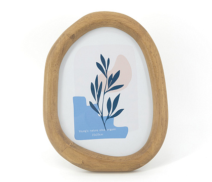 Фоторамка декоративная из дерева, асимметричная, со стеклом, 15x20 см