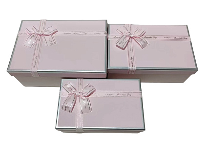 Набор коробок для подарков 23*16*9,5, 21*14*8, 19*12*6,5 см, 3 шт., св.розовый