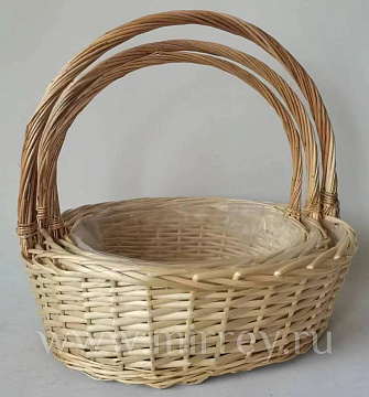 Набор корзин (ива) 53*46H18/51; 47*40H16/46; 43*34H15/40, 3 шт. натуральный