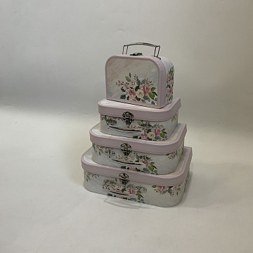 Набор коробок в виде сундука "Цветочный саундтрек" 30x20,5x9,3 см, 25x17,6x8,5 см, 20x14,5x8 см, 17x12x7,5 см, 4 шт., св.розовый