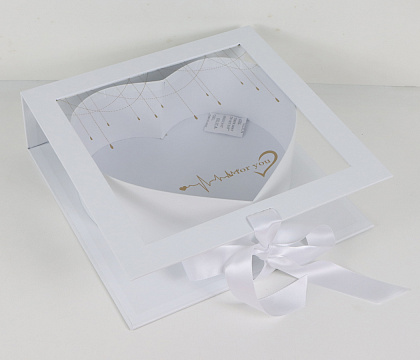 Коробка для цветов "От всего сердца" 25,3*25,2*8,2H, 1 шт., белый