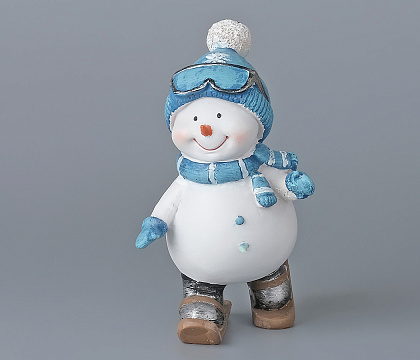Декоративное новогоднее изделие Снеговик на лыжах 2, 15 см