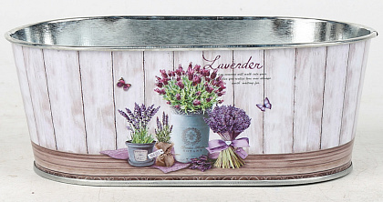 Декоративное овальное кашпо "Уголок прованса" 17X10XH6.5 B15X8 см. металл