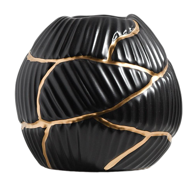 Ваза керамическая, цвет черно-золотой, 15*13 см
