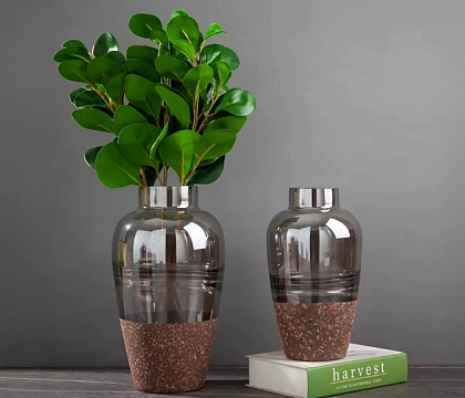 Ваза стеклянная D15 * H27,5 см, 1 шт., коричневый