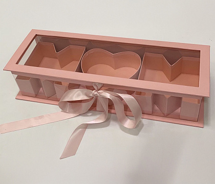 Коробка под цветы "Мама" 44,5x15,5x9,7см, 1 шт., св.розовый