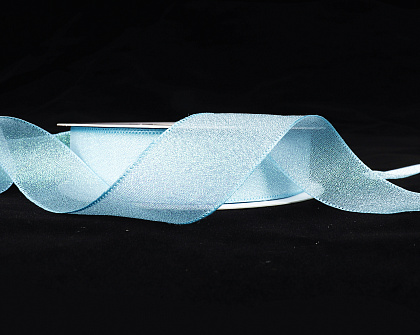 Лента декоративная "Перламутровое сияние", полиэстер, 25 мм х 20 ярд., небесно-голубой (5 шт./упак.)