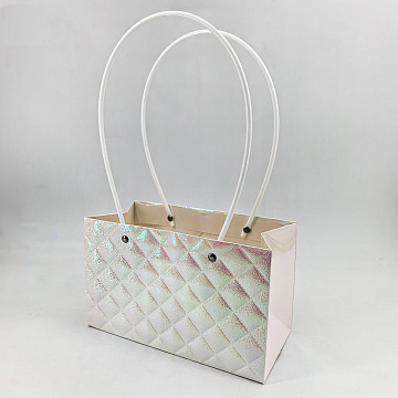 Пакет подарочный "Мастхэв" металллизированный тисненый прямоугольный, 22х10х13 см, 10 шт./упак., радужный