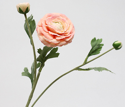 Цветок искусственный декоративный "Ранункулюс", 49 см., персиковый