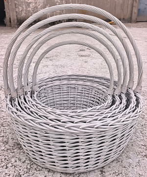 Набор корзин плетеных (ива), 80*H32 TH78, 70*H29 TH70, 60*H27 TH63, 55*H24 TH56, 46*H20 TH48, 5 шт., белый