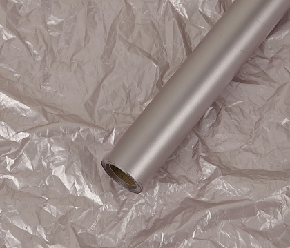 Упак. материал флористическая пленка с перламутровым эффектом, 50 мкр, 57 см х 10 м, жемчужно-серый