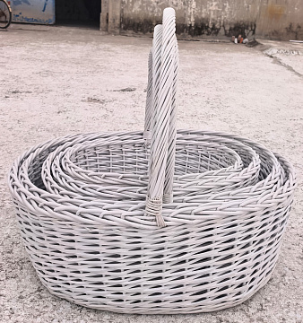 Набор корзин плетеных (ива), 82*70 *H33 TH75, 76*62 *H31 TH67, 68*56 *H27 TH61, 60*47 *H25 TH55, 52*40 *H21 TH50, 5 шт., белый