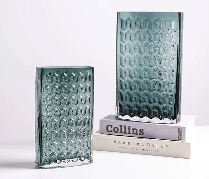 Ваза стеклянная D18 * H30,  1 шт., бирюзовый