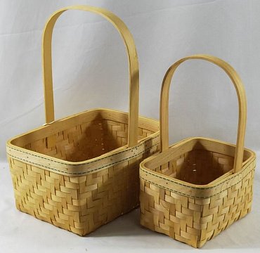Набор корзин плетеных (секвойя), 24x19x12/33 B:21x15 см, 17,5x14x10/27 B:15x11 см, 2 шт., натур.