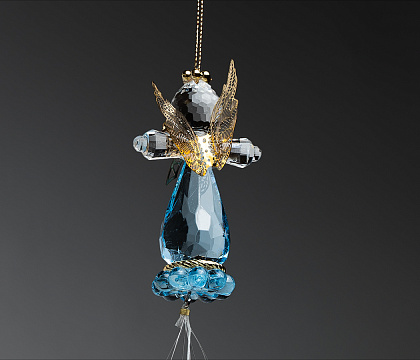 Изделие декоративное Ангел с металлическими  крыльями "Музыка ветра", 40,6 см, акрил 1 шт.