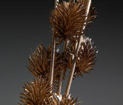 Декоративная связка бамбуковых веток с шариками, 48 см,шампань