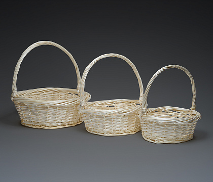 Набор плетеных корзин (ива) 42.5xH15.5xHH42, 34xH13xHH36, 27xH11xHH30.5, 3 шт. белый