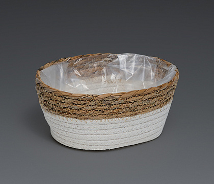 Корзина плетеная (рогоз): 24x16xH11 B18,5x10, 1 шт., белый/натур.