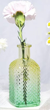 Ваза стеклянная D6,3 * H13,5 см, 1 шт., градиент зеленый/желтый