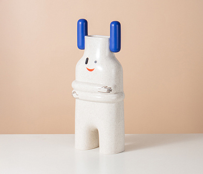 Керамическая декоративная ваза "Шагал", цвет белый, 19*12,5*44 см