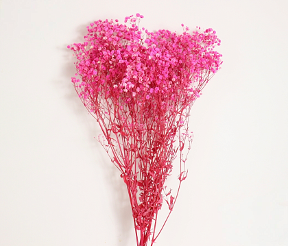 Сухоцвет "Гипсофила", длина 70-80 см., 120 гр/упак., насыщенно-розовый.