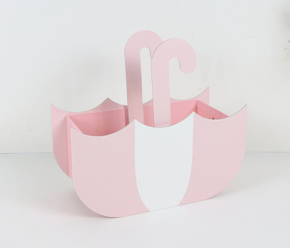 Коробка для цветов/подарков "Зонтик" 24*10,3*13(22)H см, 1 шт., св.розовый