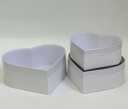 Набор коробок "Сердце", с прозр.крышкой, 3 шт., 23x20,7x9, 20,7x18,4x8, 18,4x16,1x7 см, белый