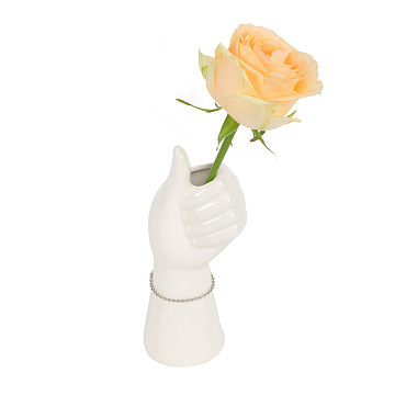 Ваза декоративная керамическая, цвет белый, 6,5*19 см