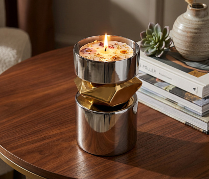 Подсвечник декоративный серия "Слиток золота", цвет серебро/золото, 10,5*16 см