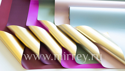 Упак. материал флористическая пленка с золотом, 70 мкр, 58 см х 10 м, фиолетовый