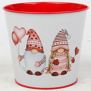 Декоративное кашпо  "Влюбленные гномики" D13.3X11.5см B:D9.8 см, металл