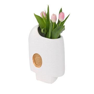 Ваза керамическая, цвет бело-золотой, 19*9,5*29 см