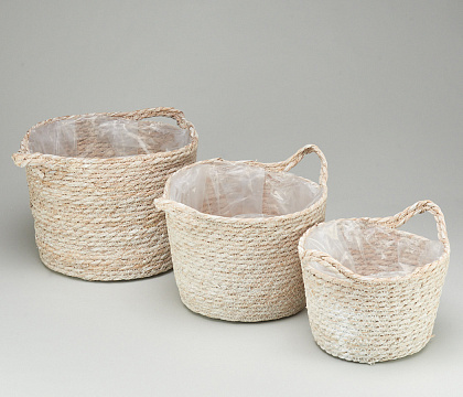 Набор корзин(рогоз): D29xH22  BD25, D25xH19  BD20, D21xH16  BD16, 3 шт.