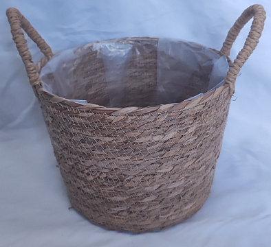 Корзина плетеная (рогоз): D25xH20 BD20xHH28, 1 шт., натур.