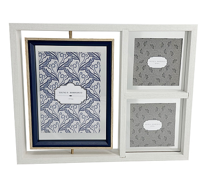 Фоторамка-коллаж декоративная из МДФ для 3 фотографий: 10х10 см. (2), 13х18 см. (1), со стеклом, 37,5x4х29,5 см