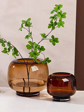 Ваза стеклянная 23*23*20 см, 1 шт., коричневый