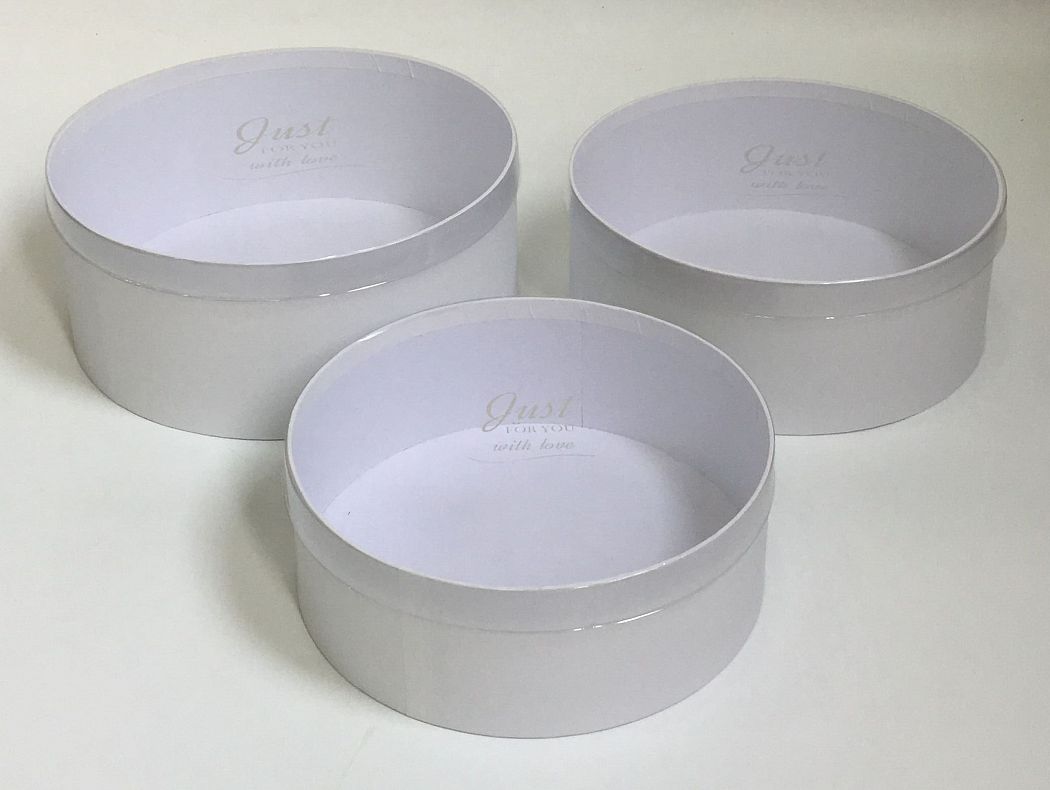 Набор коробок, круглые с прозрачной крышкой, 3 шт., 26,5x11,2 см / 24х9,7 см / 22,5x8,3 см, белый
