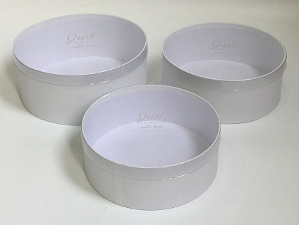  Набор коробок, круглые с прозрачной крышкой, 3 шт., 26,5x11,2 см / 24х9,7 см / 22,5x8,3 см, белый