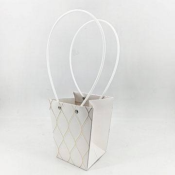 Пакет подарочный тисненый золотым фольгированием, 13*9.5*15.5 см 10 шт./упак., белый